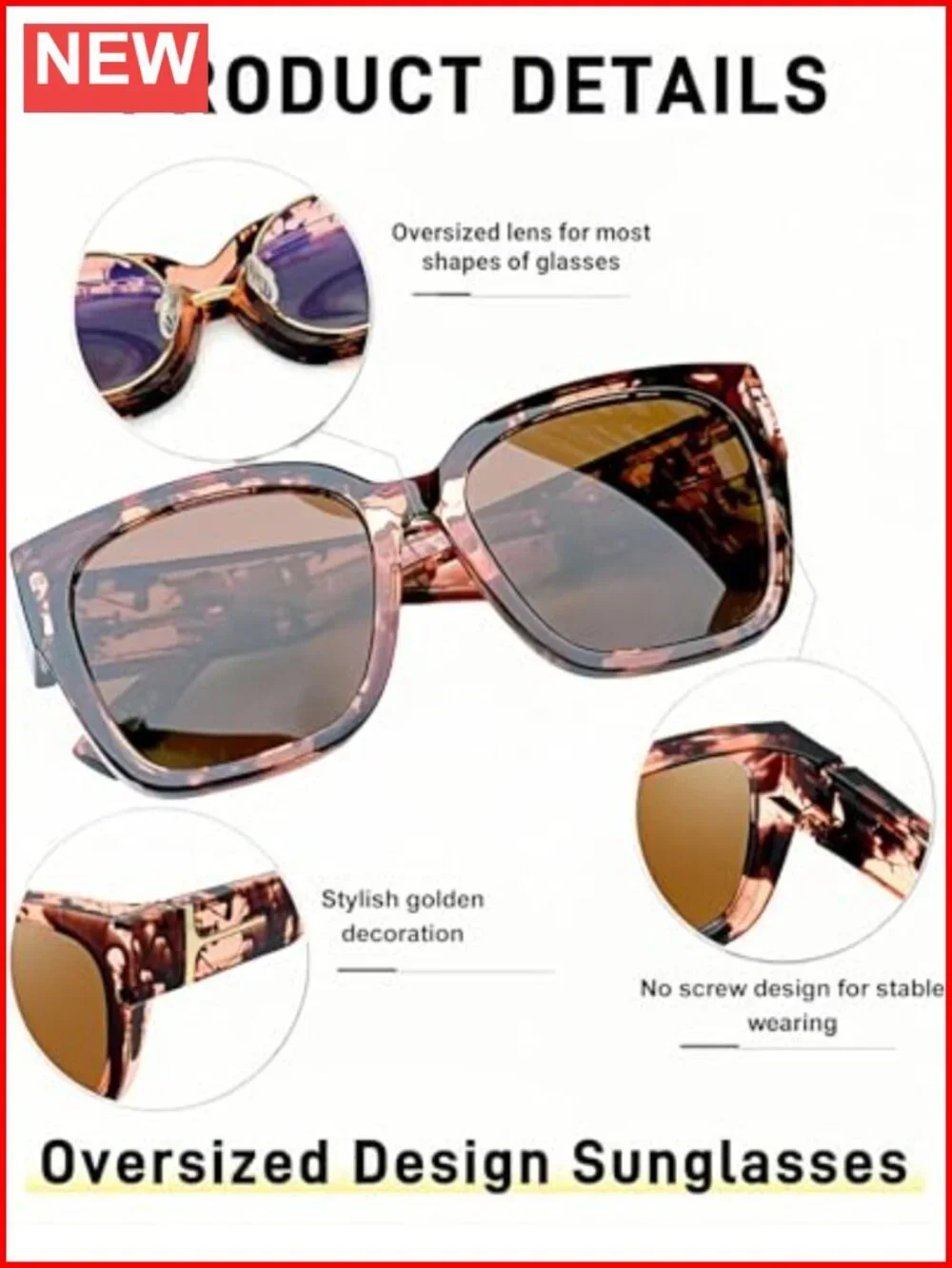 Oversized Fit Over Polarized Sunglasses UV400 TR90 Square Frame Unisex
